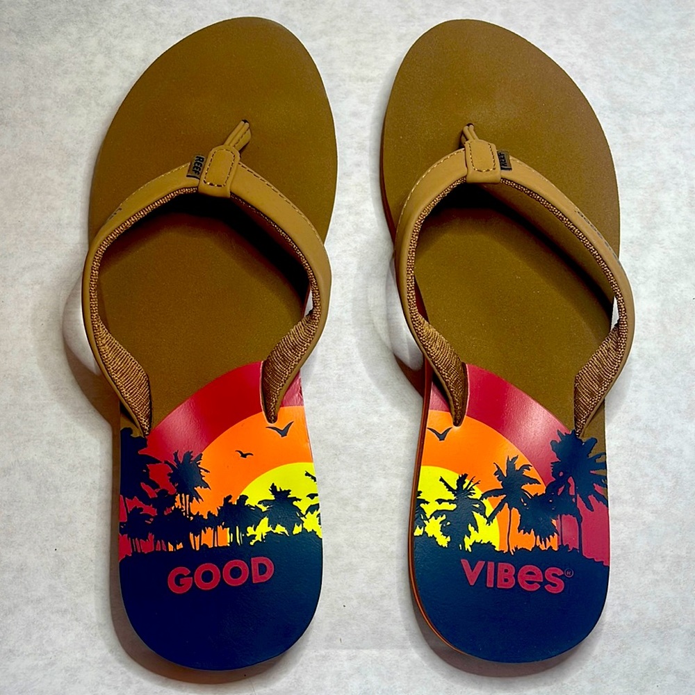 Reef flip flops size 9 Life is Good-Good Vibes